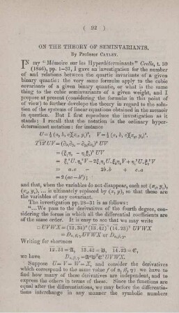 On the theory of seminvariants.