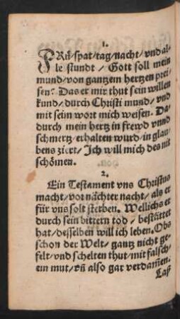 FRü/ spat/ tag/ nacht/ vnd al=||le stundt/ Gott soll mein || mund/