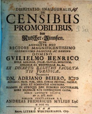 Disp. inaug. de censibus promobilibus