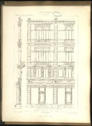 Gebäude, Königs-Strasse No. 29 Quer-Schnitt, Details der Risalite und der Mittelparthie