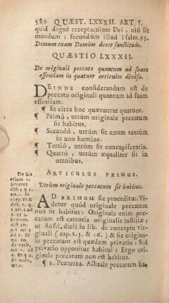 Quaestio LXXXII. De originali peccato quantum ad suam essentiam in quatuor articulos divisa.