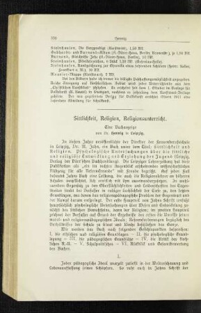 Sittlichkeit, Religion, Religionsunterricht : eine Buchanzeige