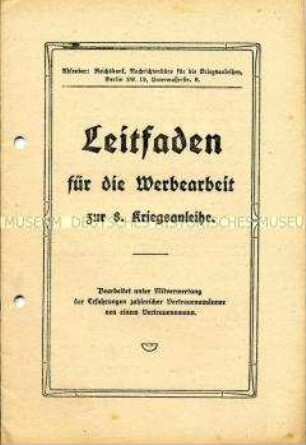 Anleitungsheft zur Werbung für Kriegsanleihen