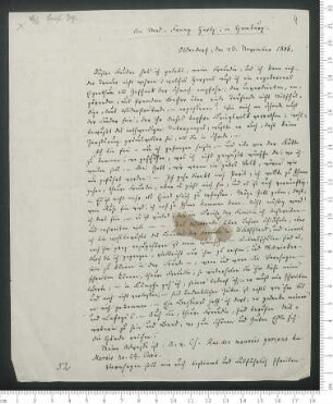 Brief von Adelbert von Chamisso an Fanny Hertz, geschrieben von Johann Friedrich Palm