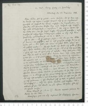 Brief von Adelbert von Chamisso an Fanny Hertz, geschrieben von Johann Friedrich Palm