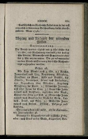 Abgang und Ankunft der reitenden Posten.