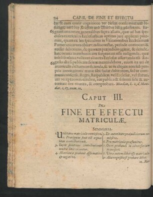 Caput III. De Fine Et Effectu Matriculae.