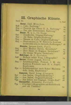 III. Graphische Künste
