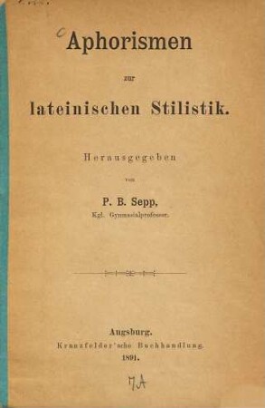 Aphorismen zur lateinischen Stilistik