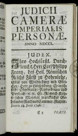 Judicii Cameræ Imperialis Personæ.