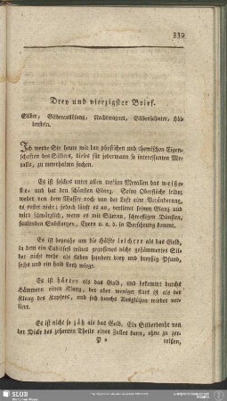 Drey und vierzigster Brief. Silber, Silberauflösung, Nachtmagnet, Silbersalpeter, Höllenstein