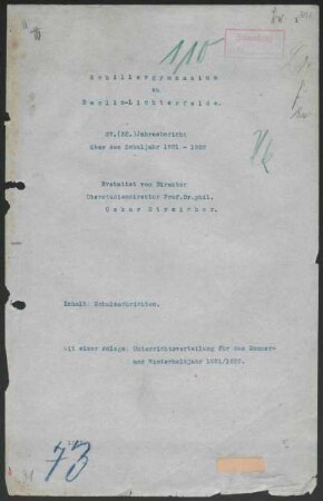 1921/22: Jahresbericht ... - 1921/22
