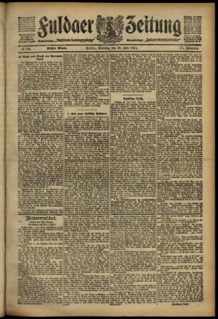 Erste Ausgabe vom Dienstag, den 23. Juli 1912.
