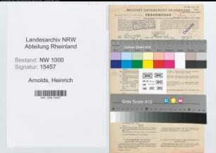 Entnazifizierung Heinrich Arnolds, geb. 05.06.1901 (Bueroangest.)