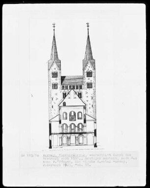Querschnitt durch das Westwerk der Abteikirche Corvey nach 1596