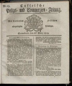 Nr. 19, Sonnabend, den 6ten Maerz 1819