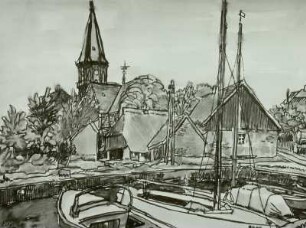 Wustrow, Kirche und kleiner Hafen
