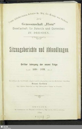 N.F. 3.1898/99(1899): Sitzungsberichte und Abhandlungen