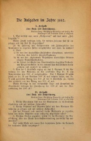 Die Prüfungs-Aufgaben für den niederen Finanzdienst im Königreich Bayern, I