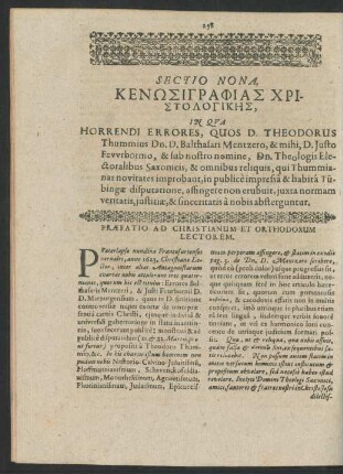 Praefatio Ad Christianum Et Orthodoxum Lectorem.