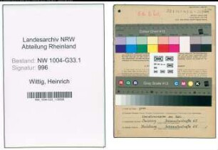Entnazifizierung Heinrich Wittig , geb. 02.02.1899 (Lehrer)