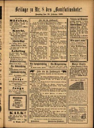 Zweite Ausgabe vom Sonntag, den 20. Februar 1898.