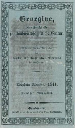 Achtzehnter Jahrgang, 1841. Zweites Heft. März u. April.