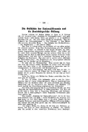 Die Geschichte der Nationalökonomie und die staatsbürgerliche Bildung