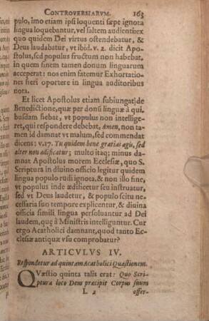 Articvlvs IV. Respondetur ad quint cam Acatholici Quaestionem.