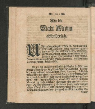 Für die Stadt Altona absonderlich.