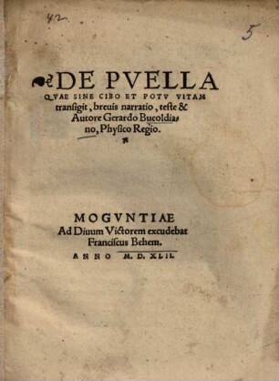 De puella quae sine cibo et potu vitam transigit, brevis narratio