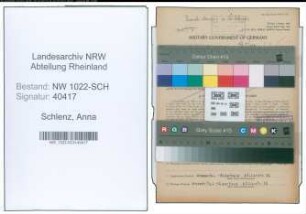 Entnazifizierung Anna Schlenz , geb. 04.04.1898 ()