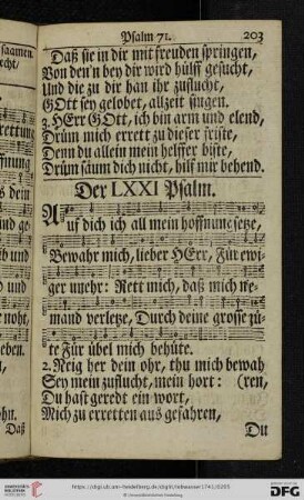 (Der LXXI. Psalm - Der LXXX. Psalm)