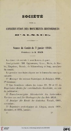 Séance du Comité du 7 janvier 1861