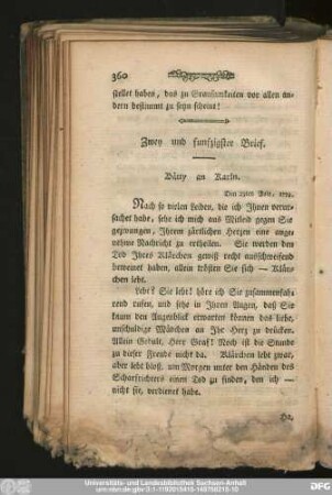 Zwey und funfzigster Brief. Bätty an Karln.