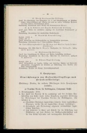 II. Hauptgruppe. Einrichtungen zur Gesundheitspflege und Krankenfürsorge.