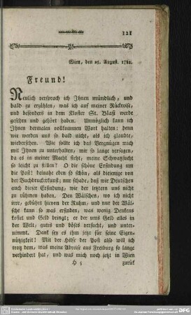 Wien, den 25. August. 1782. Freund!