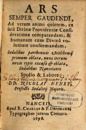 Ars semper gaudendi ...