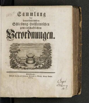Sammlung der hauptsächlichsten Schleswig-Holsteinischen gemeinschaftlichen Verordnungen