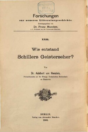 Wie entstand Schillers Geisterseher?