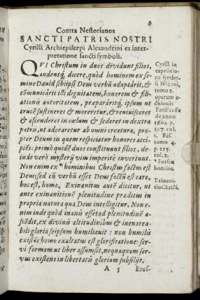 Contra Nestorianos Sancti patris nostri Cyrilli Archiepiscopi Alexandrini ex interpretatione sancti symboli