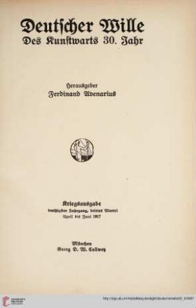 30,3: Deutscher Wille: des Kunstwarts