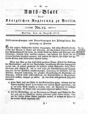 No 12, 14. August 1816