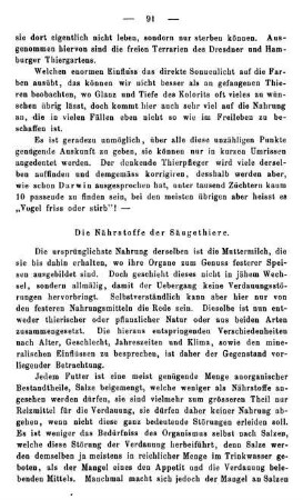 Die Nährstoffe der Säugethiere.