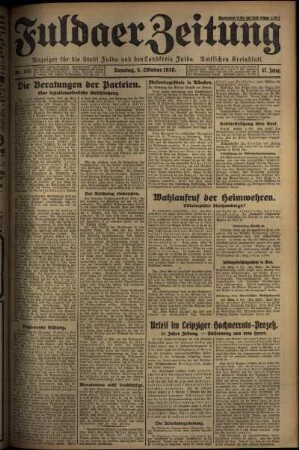 Erste Ausgabe vom Sonntag, den 05. Oktober 1930.