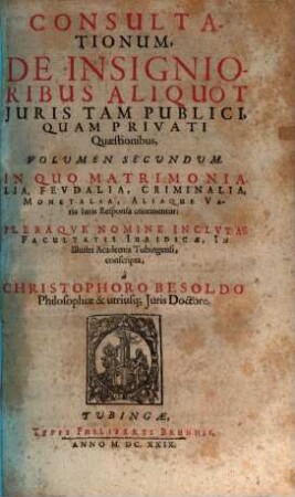 Consultationes ... : volumina sex. 2 (1629)