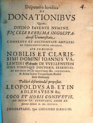 Disputatio Iuridica de donationibus