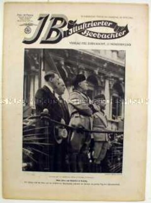 Wochenzeitschrift der NSDAP "Illustrierter Beobachter" u.a. zum Staatsbesuch Hitlers in Italien