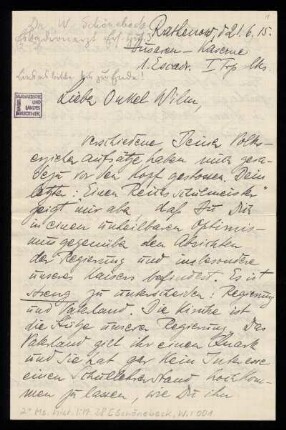 Brief von Walther Schönebeck an Wilhelm Schwaner