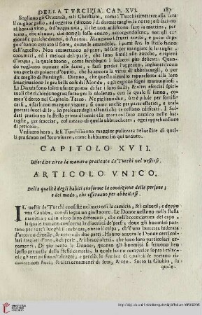 Capitolo XVII. Disordine circa la maniera practicata da'Turchi nel vestirsi